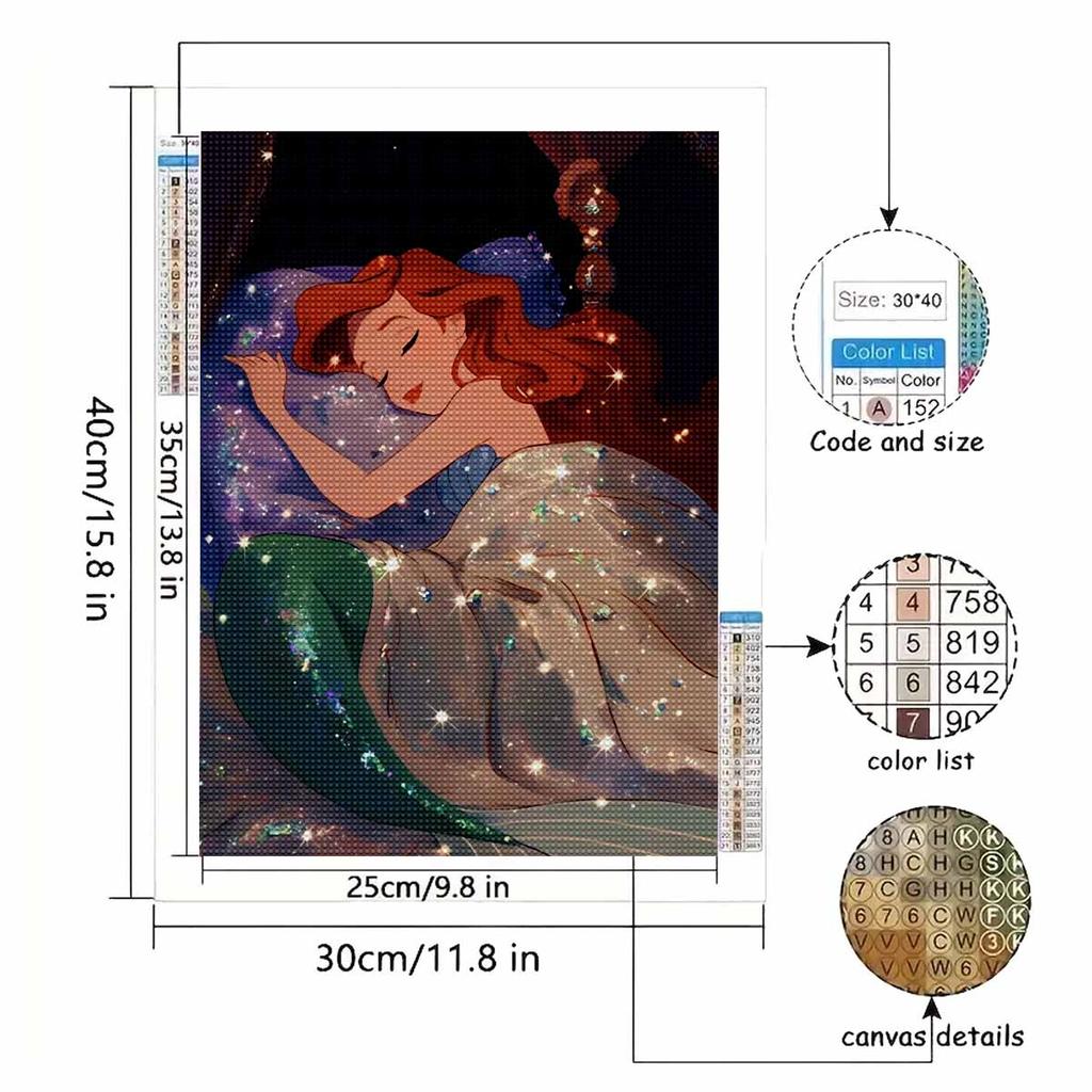 Full Round Diamond Painting The Sleeping Princess Art Rhinestone Picture Mosaic DIY 5D Cross Stitch Embroidery Home Decoration