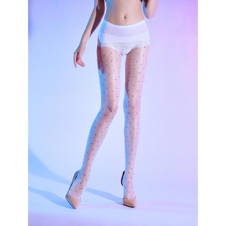 Aurora Dots Seamless Women's Ultra-Thin Glossy Silky Transparent Polka Dot Seamless Pantyhose
