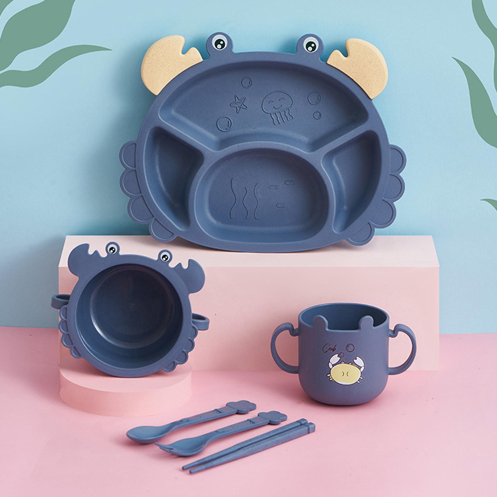 

Crab Feeding Set For Kids Includes Plate,Bowl,Cup,Fork,Spoon and Chopsticks синий