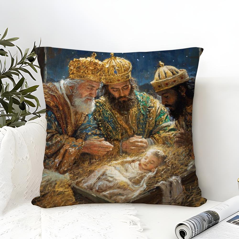 Cartoon Children'S Illustrations Religious Prints Pillow Case Linen Pillow Case Sofa Home Decor Cushion Cover Cushion Cove