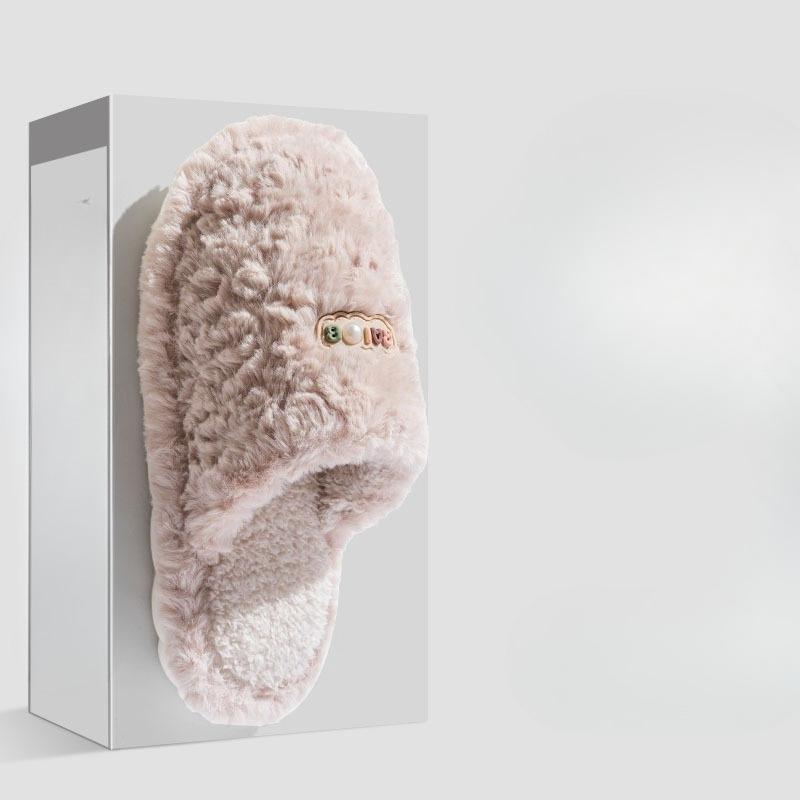 Cotton Shoes for Women's Indoor Home Use, Anti-slip Soft-soled Warm Plush Slippers