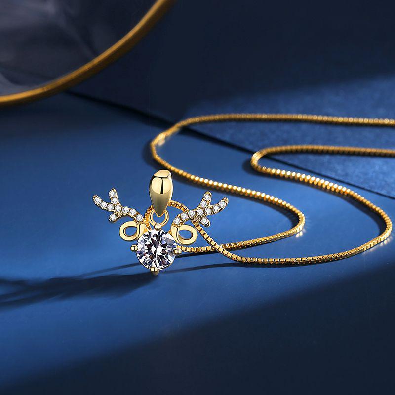 

Baoyilong Women s S925 Silver Deer Necklace - European & American Fashion Clavicle Chain 925 Silver золотой