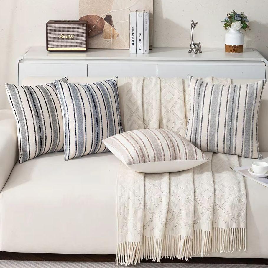 Federe Cuscino Decorativo Strisciate Texturizzate Stile Boho Farmhouse per Arredo Casa Soggiorno Letto