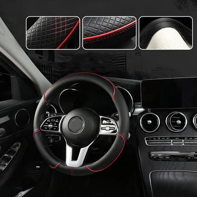 1 ΤΕΜ Κάλυμμα Τιμονιού Αυτοκινήτου Ολόδερμο με Ραφή Διακοσμητική Κάλυψη Αντιολισθητική Αξεσουάρ Εσωτερικού Αυτοκινήτου