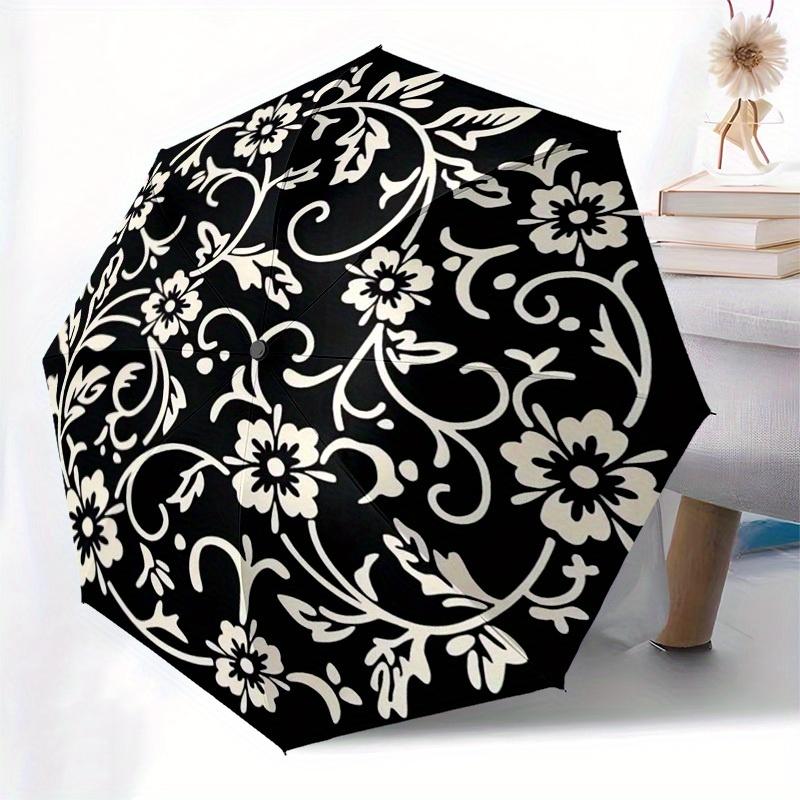 1pc Floral Vine Pattern Umbrella with Plastic Handle,Suitable for All Seasons Home Travel Outdoor UmbrellaM1248