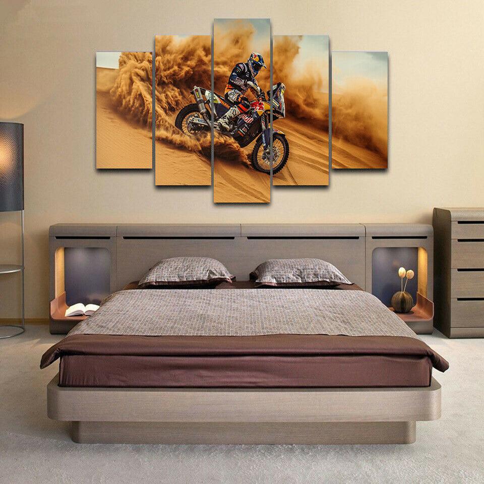 Canvas Paintings Modular 5 Pieces Printed Motorcycle Rally Racer Picture Decor For Living Room Wall Art Posters No Frame