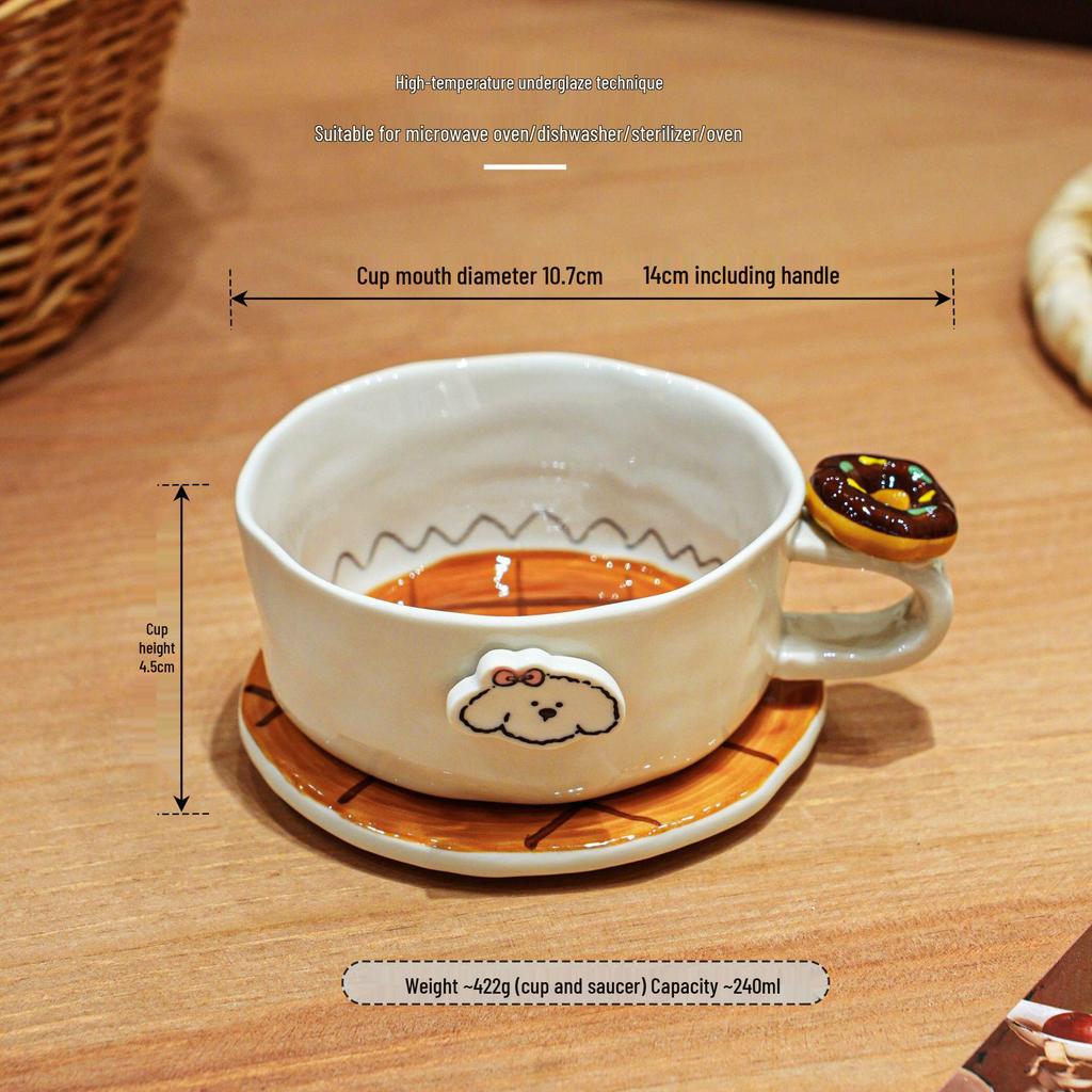 Elegant Ceramic Dining Set: Stylish Plates, Double-Handled Bowls, Coffee Cup, and Pasta Dish for Family Dining