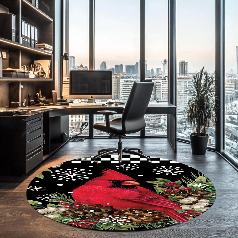Christmas Printed Round Rug Carpet Chair Rug Area Rug Entryway Doormats,for Office Chair Living Room Bedroom Kitchen Room.