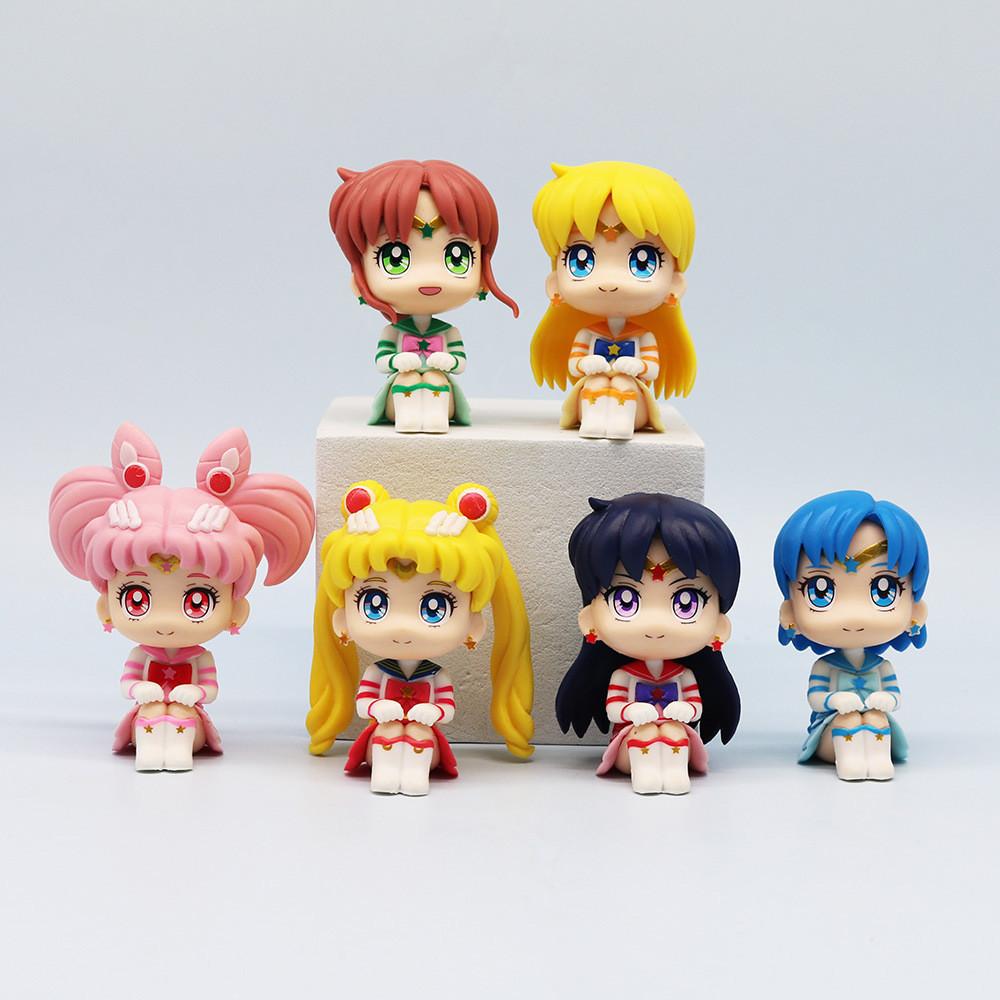 Adorable Q Version Sailor Moon Pvc Cartoon Doll Set Perfect For Car Decoration Gifts