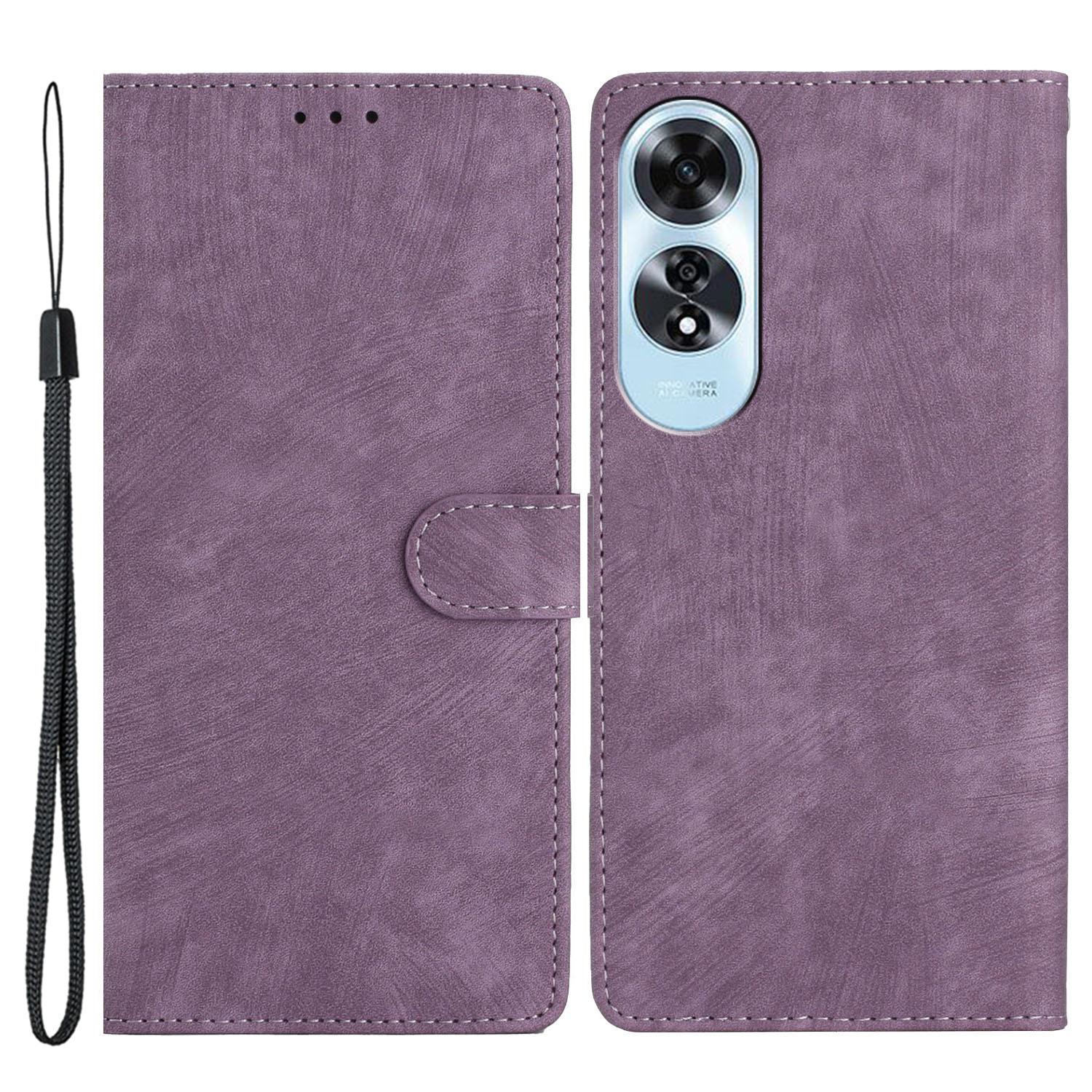 

For Oppo A60 4G Case Skin-Feeling Leather Phone Cover with Card Slots Card Holder Purple