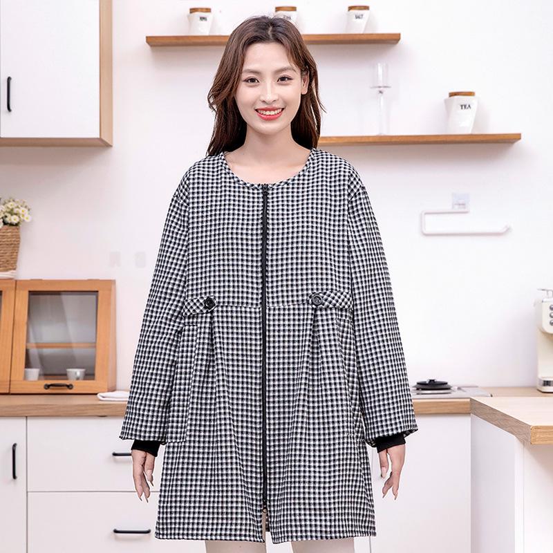 Korean Chic Women s Thickened Cotton Long Sleeve Apron with Waist-cinching Skirt Design