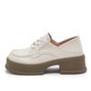 2025 spring new British style lace-up platform loafers retro round head small leather shoes women's genuine leather heightening women's shoes