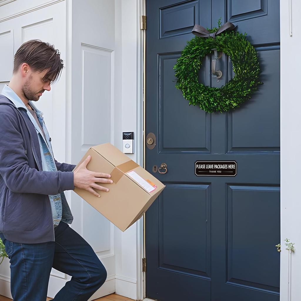 Please Leave Packages and Deliveries Here Sign Sticker, Self-Adhesive Waterproof Modern Deliveries Sign for Packages, Please Place Packages in Box