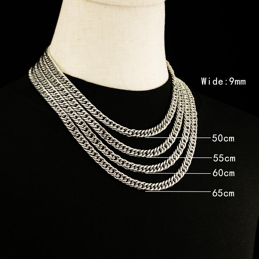 Herren Titanstahl Doppelschicht Cuban Link Kette Halskette - High-End Stil, Langlebig, Attraktives Design.