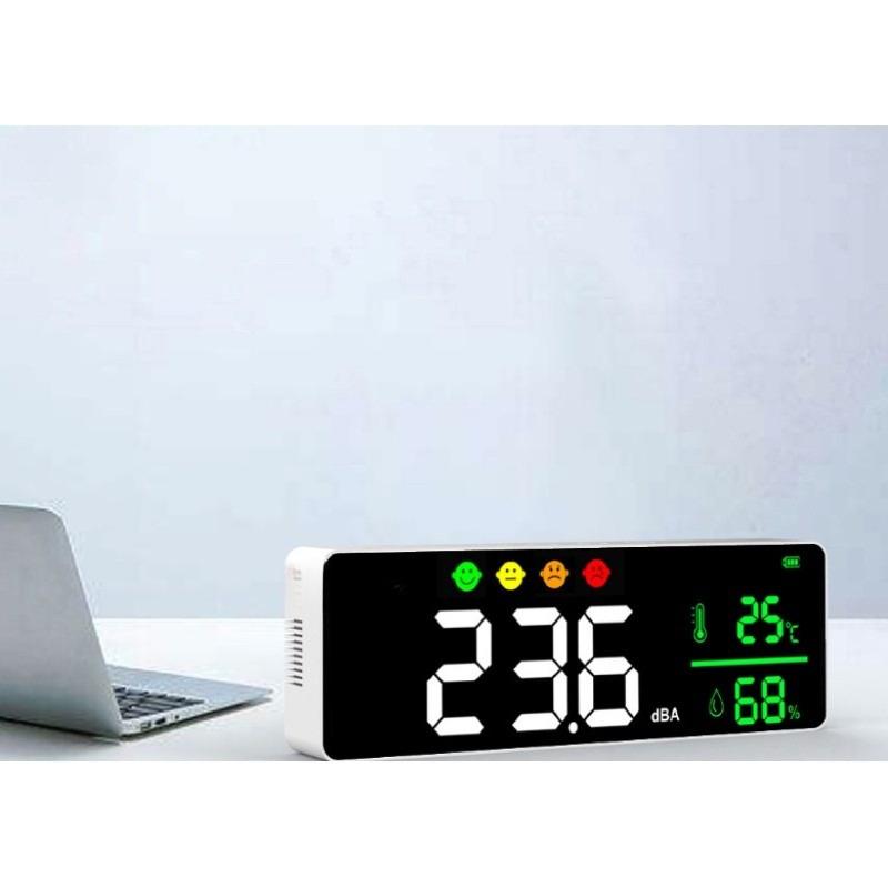 Wall Mounted Hanging Digital Sound Level Meter Large LCD Display Noise Meter Decibel Temperature & Humidity Measurement Tester