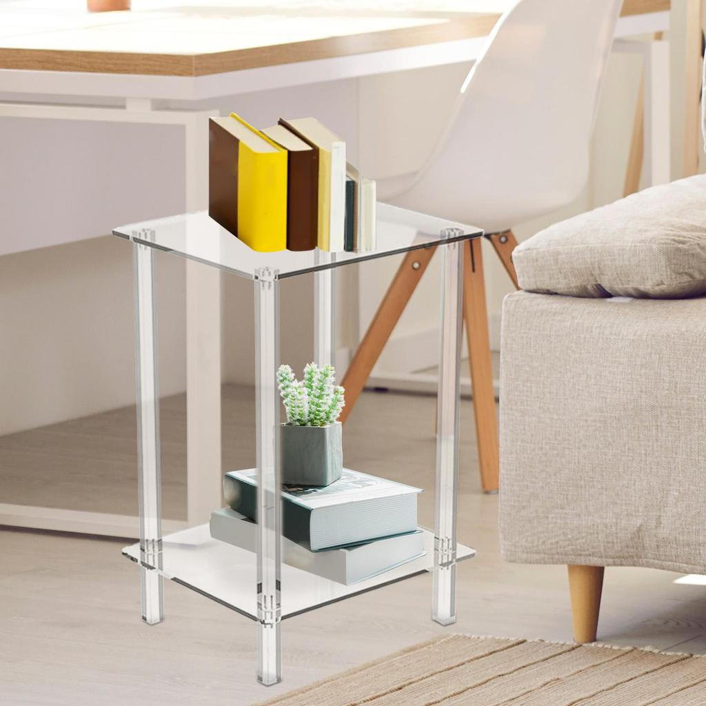 Side Table Transparent Acrylic Tall End Tables for Small Spaces Multi-Functional Organizer Shelf for Hotel Dormitory