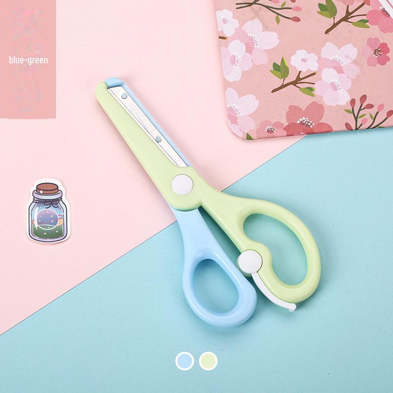Macaron Color Kids' Safety Scissors with Anti-Pinch Design and Elastic Plastic for Paper Cutting