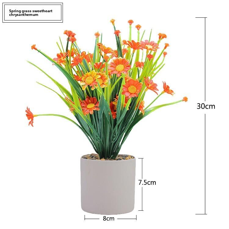 

Simulated Daisy Plastics Artificial Flower Potted Ornament For Decoration Indoor Sunset Red