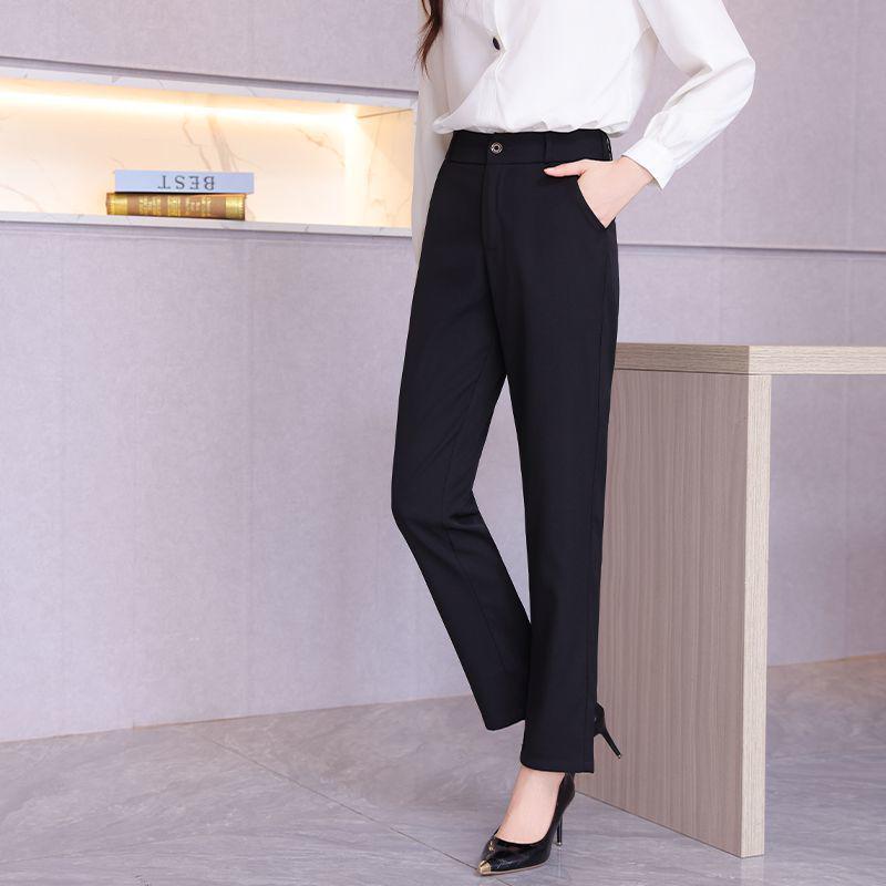 

2026 Women s Professional Straight-Leg Trousers - Black, Khaki, Grey, White - Spring/Autumn Casual Workwear Pants S (up to 45 kg) чёрный