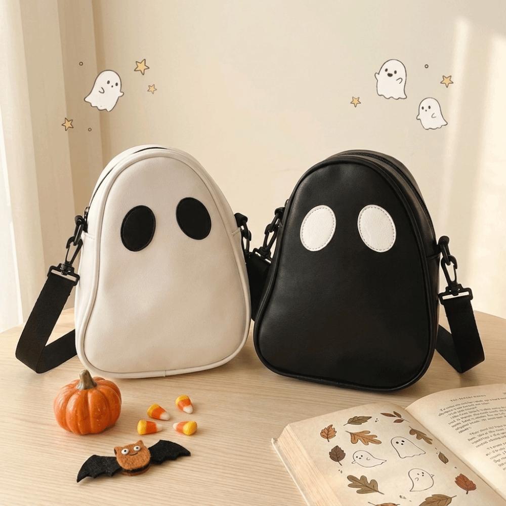 Adjustable Strap Ghost Crossbody Bag PU Leather Halloween Mini Bag Cute Shoulder Bag Daily Use