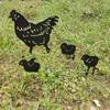 4Pcs Black Chicken Sign Easter Pathway Chicken Sign Outdoor Metal Animal Silhouette Card Garden Art for Yard Patio Lawn Pathway Decor