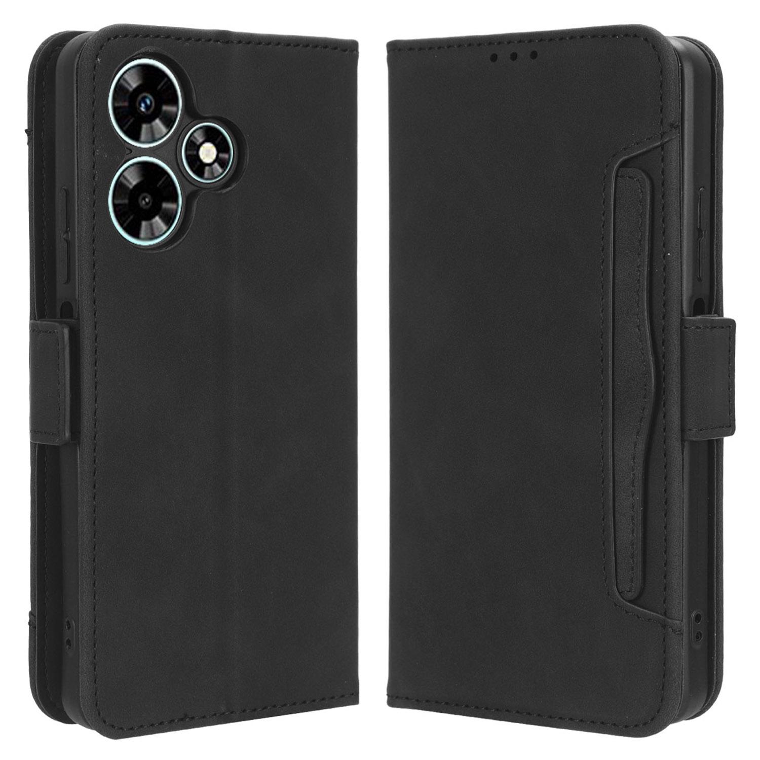 

For Infinix Hot 30 Play Flip Stand Leather Phone Case Multiple Card Slots Wallet Cover Black