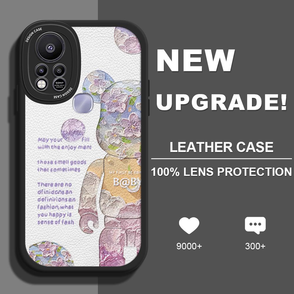 

Тонкий кожаный чехол с мультяшным узором, мягкий силиконовый чехол из искусственной кожи для iPhone Samsung Huawei Honor Xiaomi Redmi OPPO Realme Vivo Vivo Y91C/Y1S чёрный