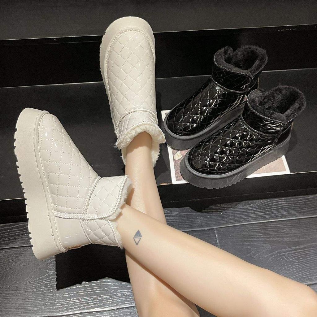 Damenschuhe wasserdichte Schneestiefel Damen 2025 Winter neu verdickt rutschfest Samt thermisch Baumwollschuhe Stiefeletten erhöhte Höhe