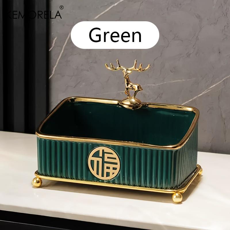 

Ceramic Cosmetics Storage Box Multi-Functional Living Room Key Storage Ornaments Home Decorations Functional & Stylish Organizer зелений