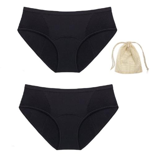 BAZETITUS 2-Pack Stylish Absorbent Panties, 50ml Absorbency, For Heavy Flows, Sanitary Panties, Incontinence Pants, Absorbent Panties, Back Leakage Ab