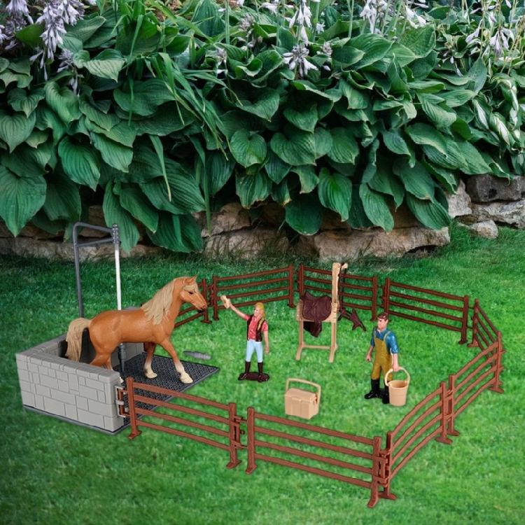 Imaginative Horse Stable Pretend Play Set Detailed Animal Models Grooming Accessories For Kids Educational Development