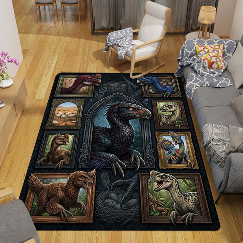Prehistoric Creatures Pattern Rug Floor Mat for Living Room or Bedroom Soft and Comfortable Carpet a Gift for Birthday and Holiday.