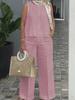 Completo estivo casual da donna con top senza maniche a girocollo e pantaloni a gamba larga in vari colori