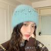 Knitted Hat Women's Winter Thickened Warm Ear Protection Hat Rhinestone Wool Hat Winter Hats for Women, Beanies for Women, Hats for Women Winter