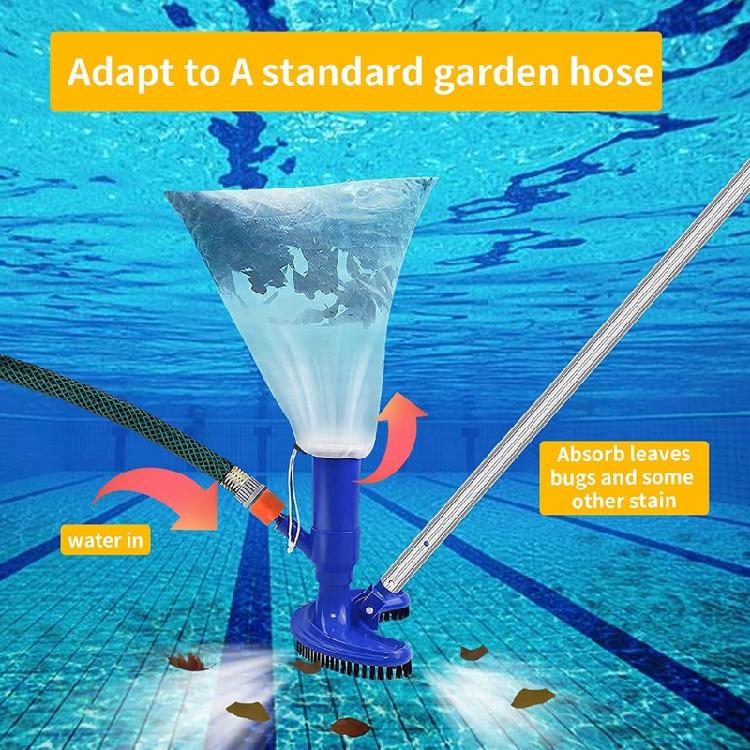 Aspiradora de Piscina Portátil a Chorro Limpiador Subacuático con Red Skimmer, para Fuente de Estanque