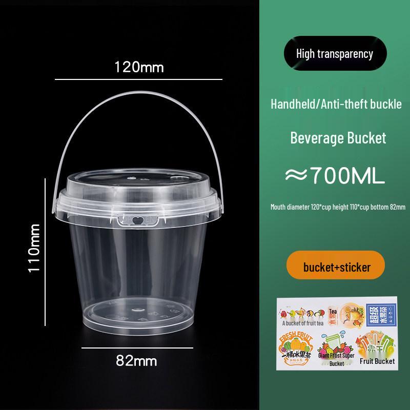1000ml Disposable Fruit Tea Cup - Large Capacity Handheld Bucket for Milk Tea