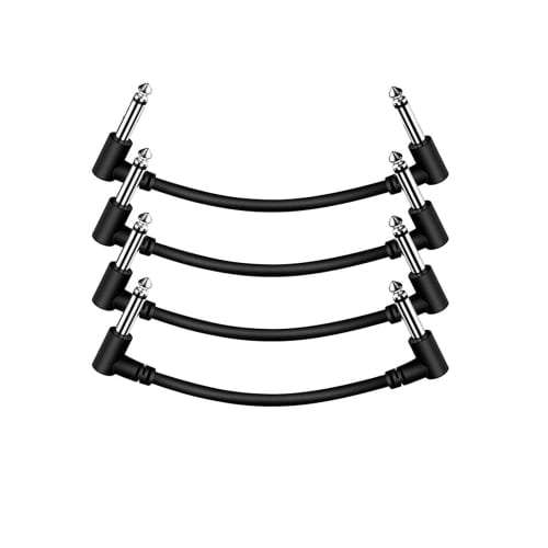 Set of 4 L-L Shape Patch Cables, 15cm, for Guitar Shielding, Easy to Manage, with Noise-Canceling Plugs