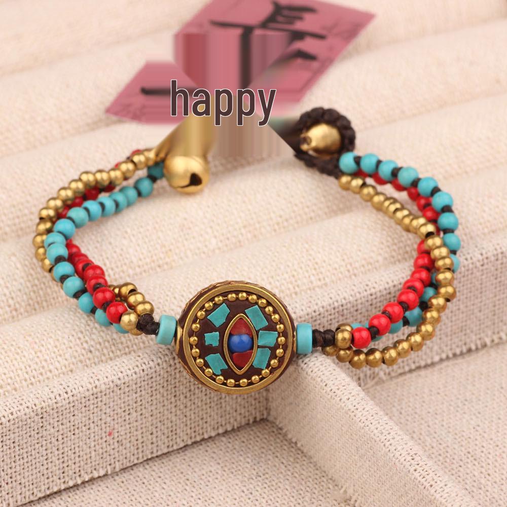 Ethnisches Retro Nepalesisches Tibetisches Handgewebtes Türkis Perlen Damenarmband