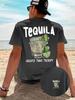 New Summer Tequila Cheaper Than Therapy Meme Graphic Cotton T-shirt For Men Short Sleeve Outdoor Streetwear Casual Unisex Tops