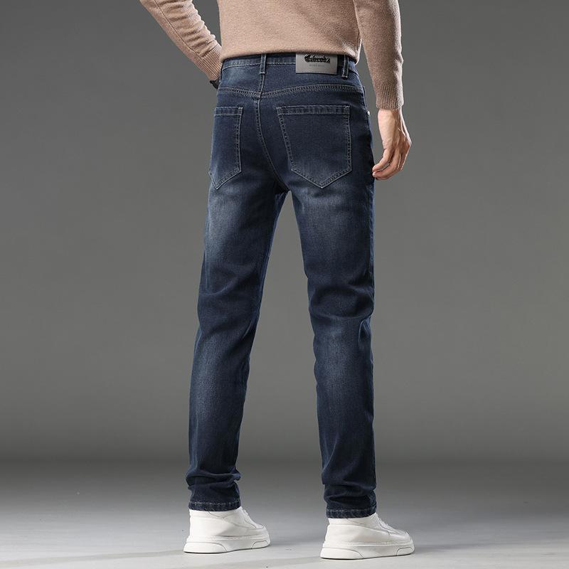 

2024 Универсальные повседневные брюки для мужчин, удобные, дышащие, облегающие прямые брюки, модные джинсовые мужские брюки 40