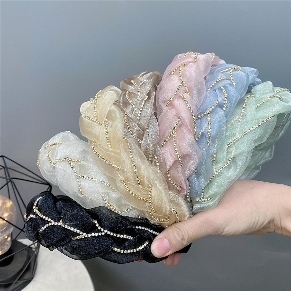 Non-Slip Organza Braided Headband Elegant High Cranial Top Headband  Women's Hair Accessories