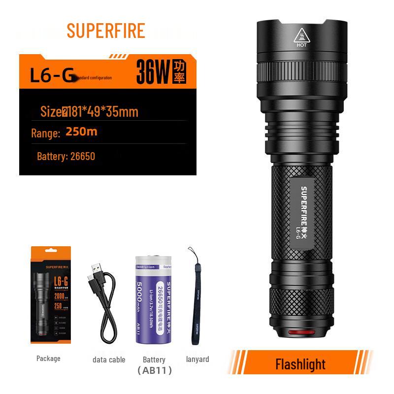SupFire L6-S Outdoor Rechargeable LED Flashlight
