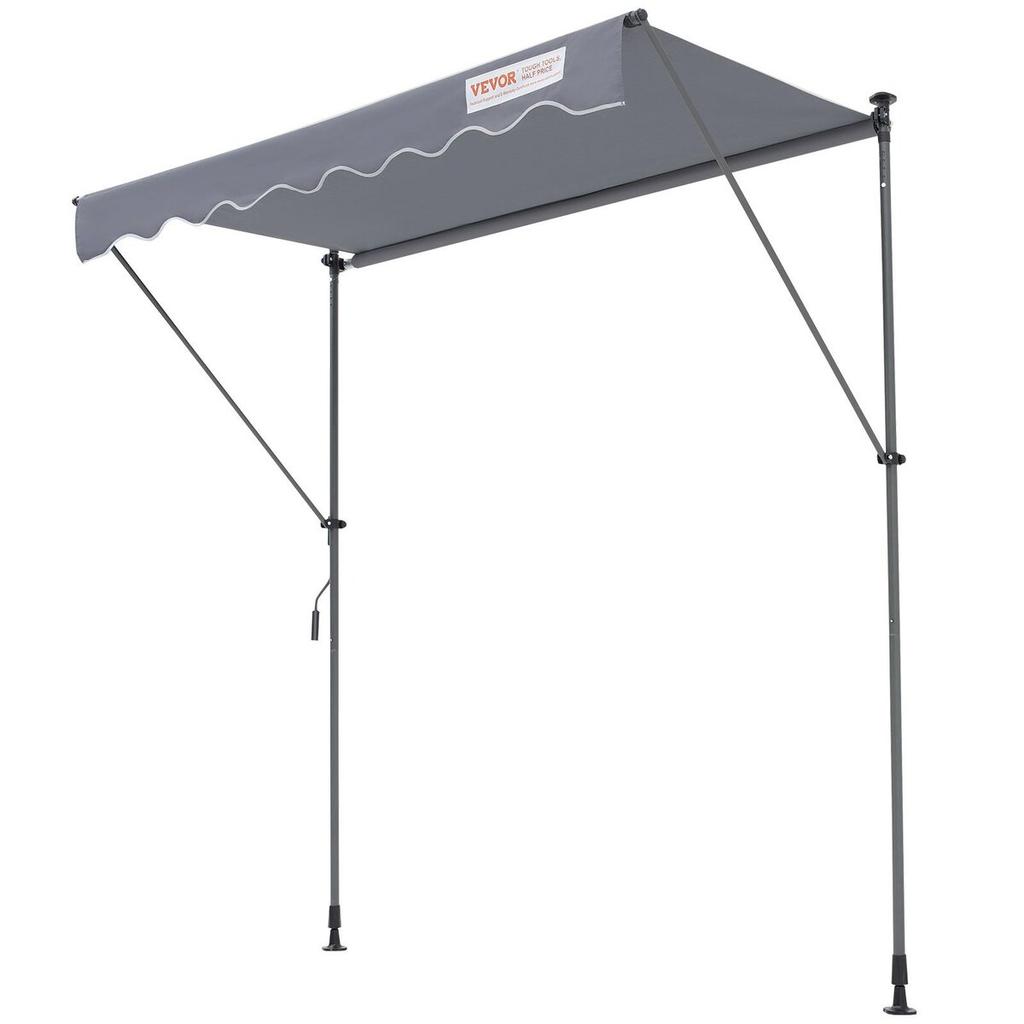 Manual Retractable Awning, 78" Outdoor Retractable Patio Awning Sunshade Shelter, Adjustable Patio Door Window Awning Canopy with 39" Sun Shade