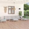 Vidaxl 7-Cz. Garden Lounge Set, White, Pine Wood