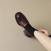 Kadın Deri Platform Loafer'lar Moda Slip on Kalın Ayakkabılar Retro Stil Kadın Ofis Pompaları Mokasenler Kadın Mary Jane Ayakkabılar