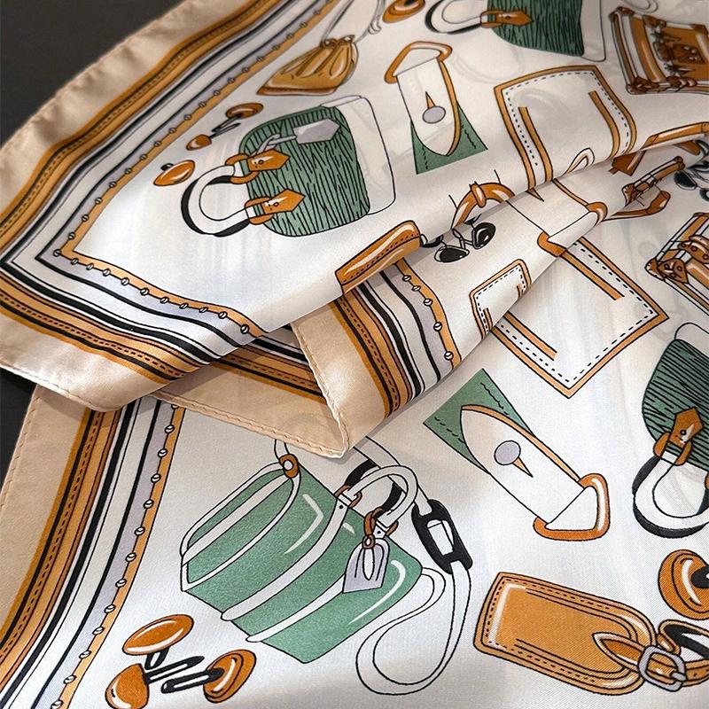 Fashion Kerchief Silk Satin Neck Scarf For Women Print Hijab Scarfs Female 70*70cm Square Shawls and Wraps Scarves For Lady