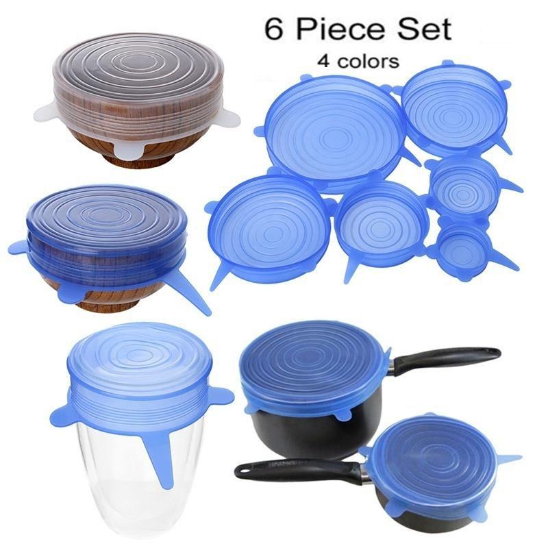 Source European Standard Silicone Six-piece Set Fresh-keeping Cover Stretch Bowl Cover Refrigerator Microwave Seal Fresh-keeping Film