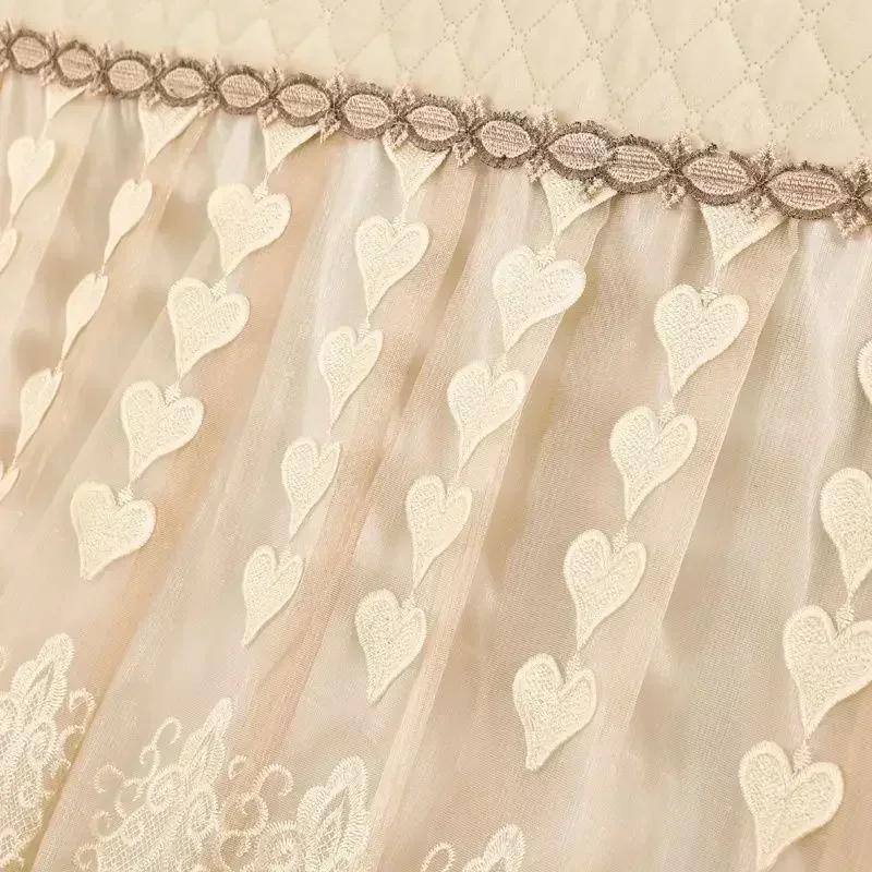 Heart Shaped Embroidered Piano Cover High End Lace European Piano Protective Case Modern Minimalist Piano Stool Dust Cover