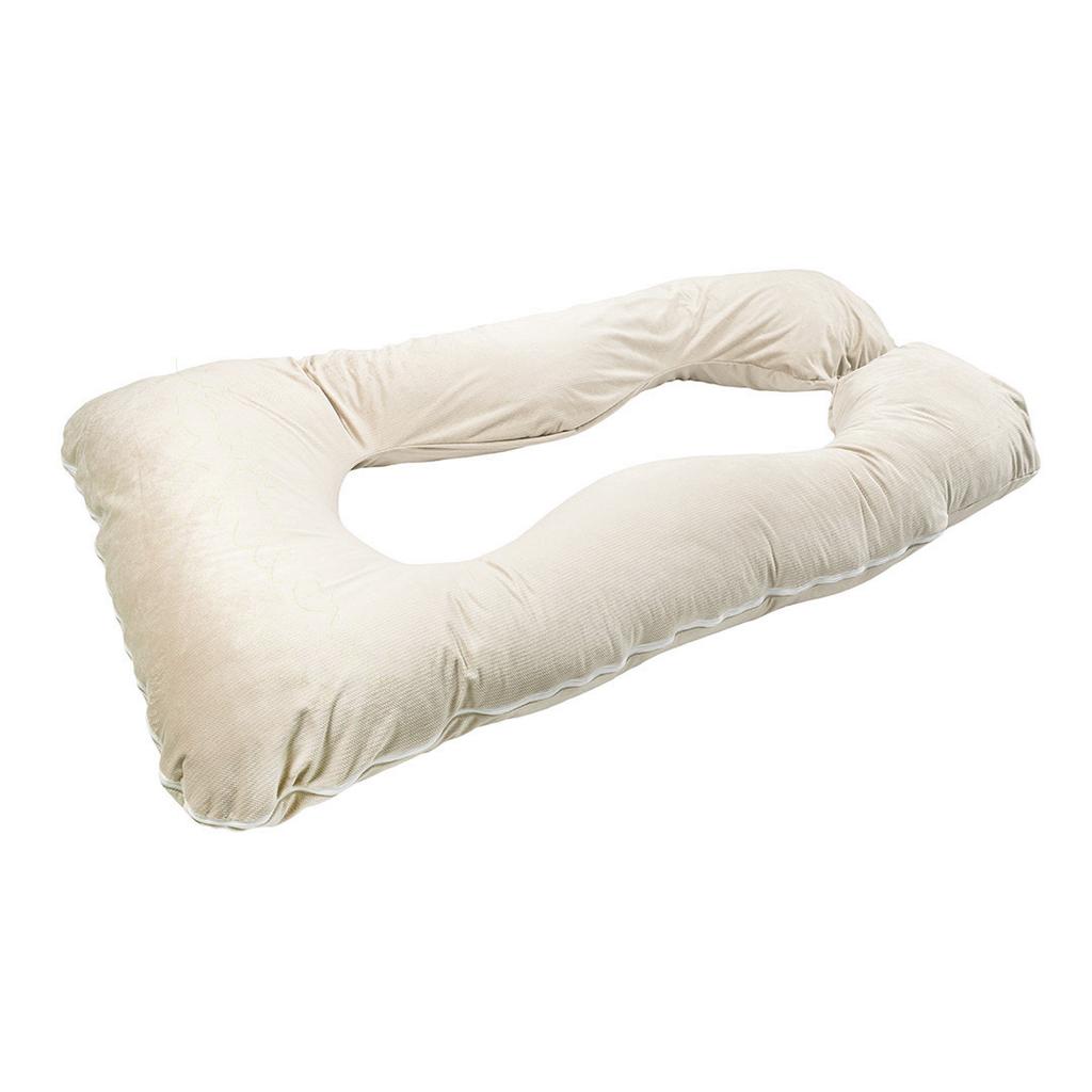 U-shaped Pregnancy Pillow Velvet for Side Sleeping and Breastfeeding - Beige