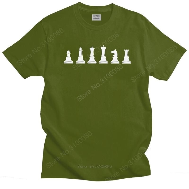 Novelty Urban Fashion Chess Figures Schachfigure T Shirt Men Short Sleeve  Cotton Tshirt Crew Neck Leisure Board Game Tee